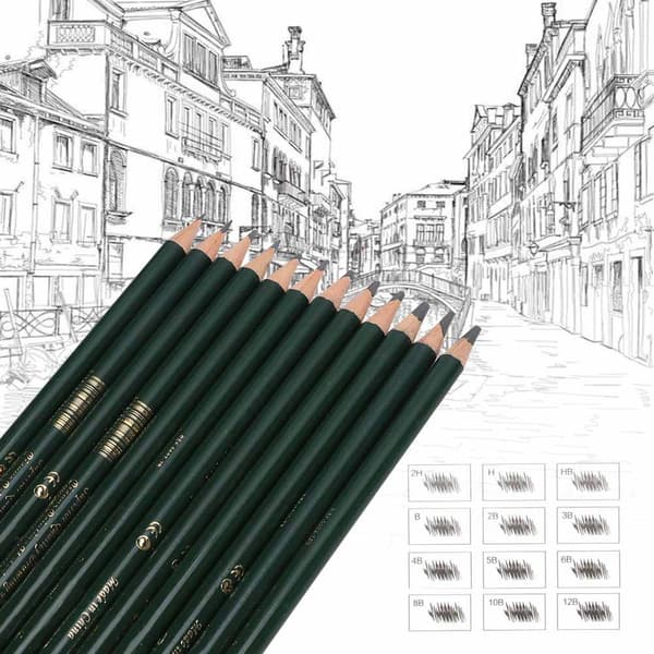 12-pack skiss pennor set trä giftfria målningsritning pennor konstmaterial