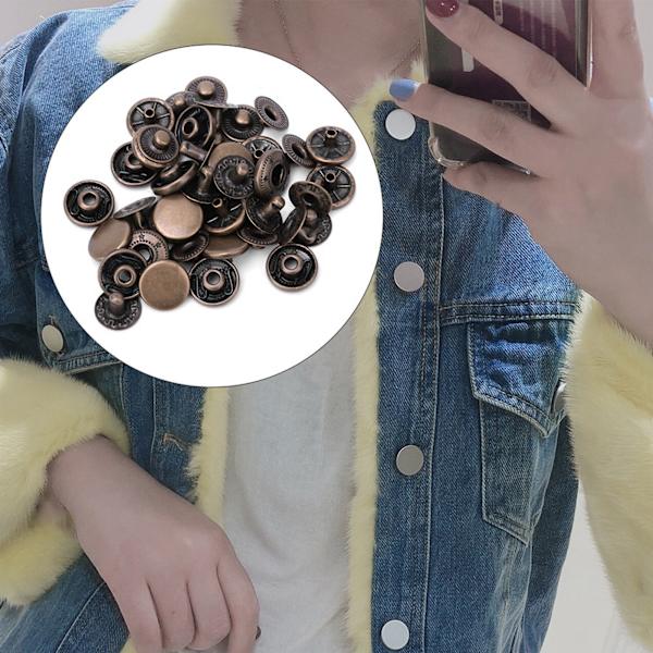 50 sett rene messing trykknapper runde knapp klær bagasje dekorasjonstilbehør (15mm bronse)