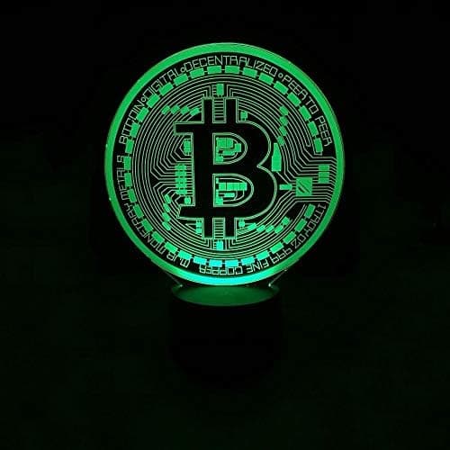 Natlampe 3D Led Natlamper 7 Farverig USB Bitcoin Skilt
