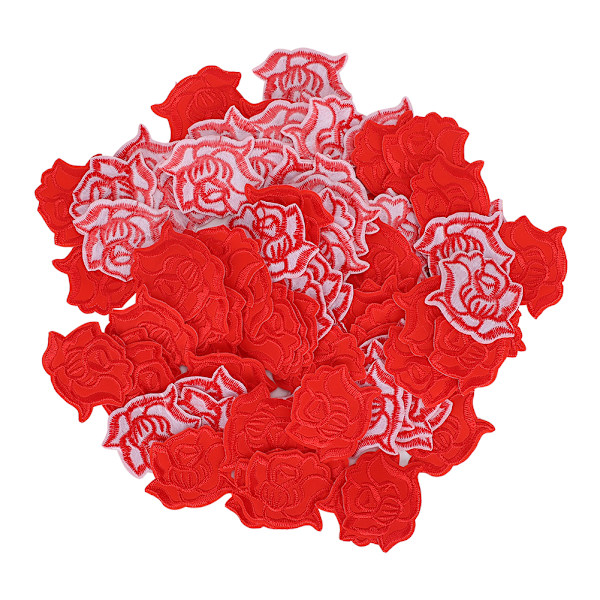 100 stk. broderi klæbemærker med rose mønster strygemærker DIY rygsæk tøj tilbehør