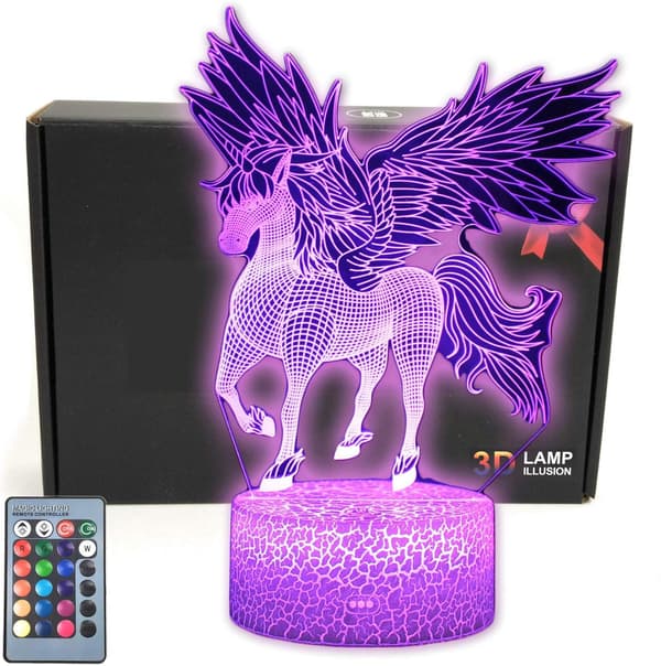 Unicorn 3D Illusion LED Bordlampe Natlampe med Lys