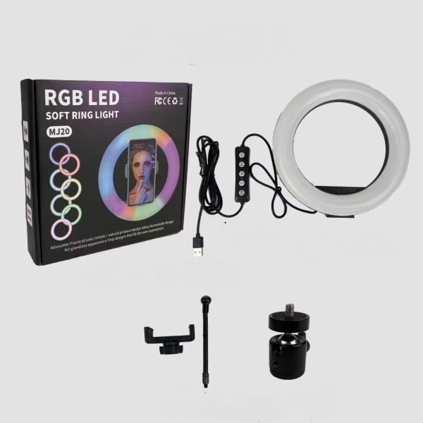 Selfie Ring Light Stand, dimbar LED RGB-bordslampa
