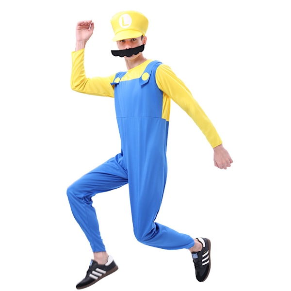 Voksen Super Mario og Luigi Maskerade Kostume VVS-Brødre Halloween Kostume Yellow Adult L