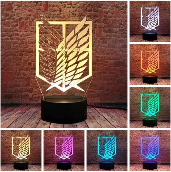 3D Illusjon Attack Titan Merch Nattlys LED Anime Lampe Ne