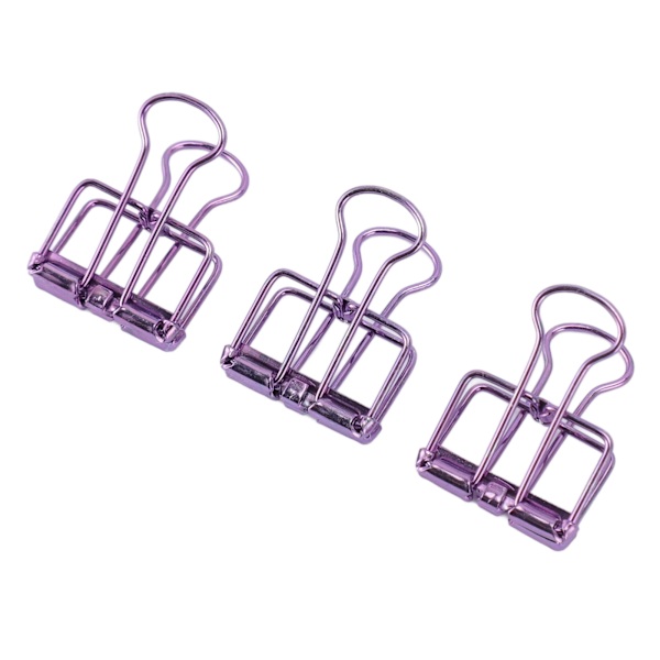 30 stk. Wire Binder Clips Metalbelægning Rustfrit Stål Papirklemmer til Dokument Scrapbog Kvitteringer Lilla