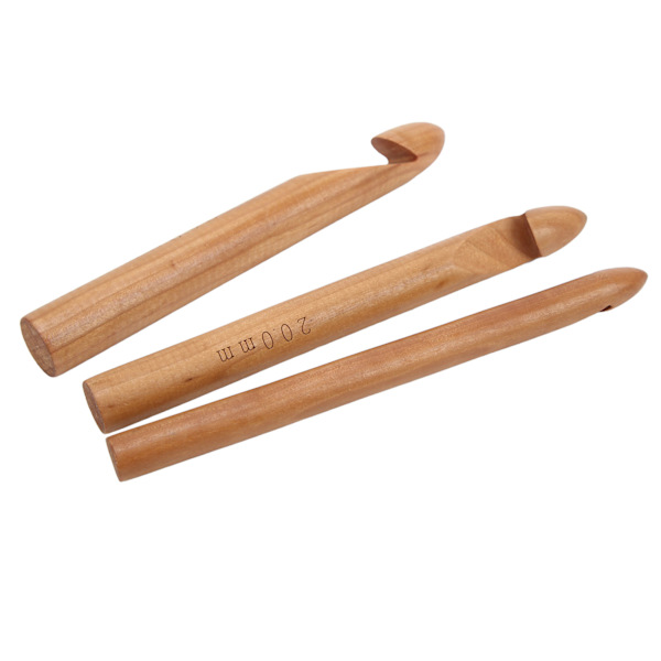 Stora virknålar 20 cm ergonomisk design premium naturligt bambu glänsande virknål