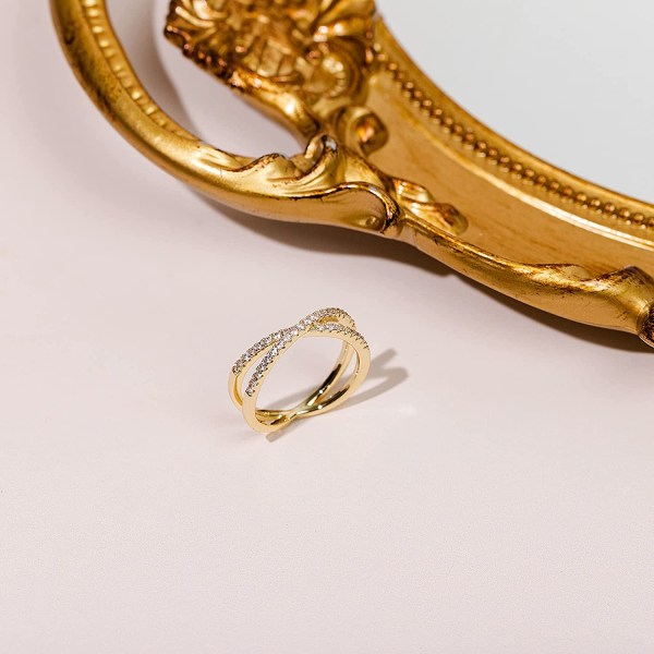 Guldpläterad Xg Simulerad Diamant CZ Criss Cross