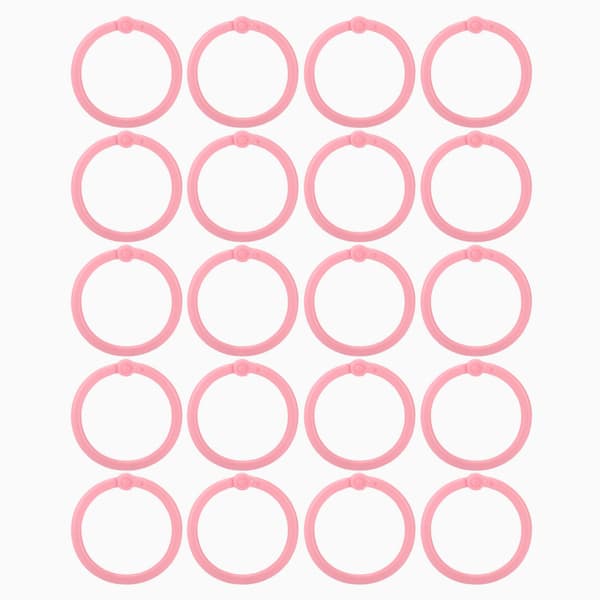 20 stk. bogbinderinge, fleksible løse blads spænder, 30 mm papir enkelt ring til kortfiler, pink