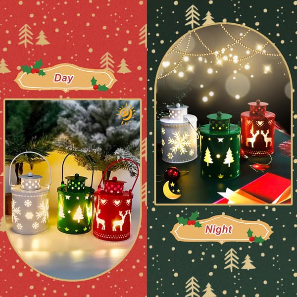 3-pack jul-LED-ljuslyktor, batteridrivna, flamlösa
