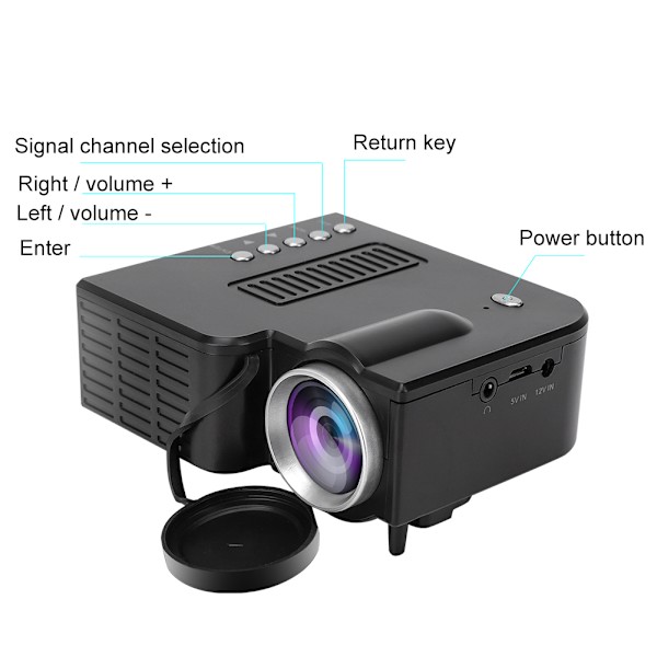 UC28B Micro LED-projektor 1080P  Bærbar husholdningsprojektor 500Lumens 5V 2AAU-plugg 110~240V