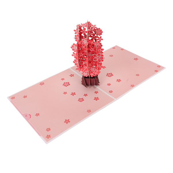 Hjerteformet Sakura 3D-gratulasjonskort Utsøkt gravering Skrivbart 3D-gratulasjonskort til Valentinsdag Morsdag