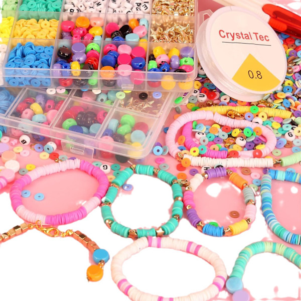 Armbandssats 6000 st 24 rutnät lera pärlor barn pärlor leksaker DIY handgjorda flicka handgjorda armband halsband smycken, armband och smyckestillverkning
