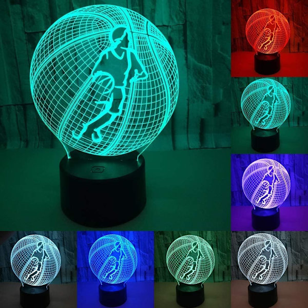 Spela Basketboll 3D LED Nattlampa 7 Färger Dekorationer Lampa för Hem Bästa Barn Pojkar Man Gåva