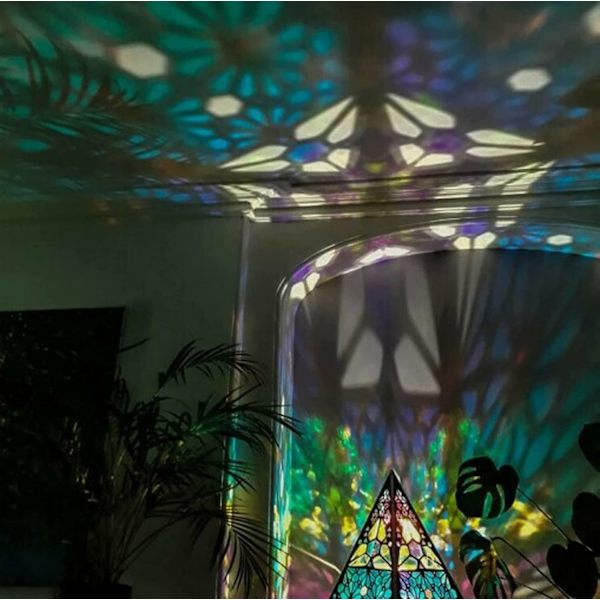 Färgglad 3D Geometri Projektionsnattlampa Vintage Bohemian