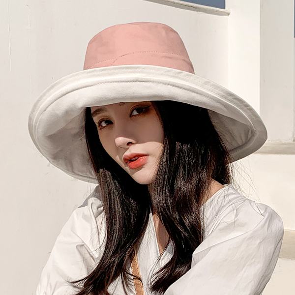 Dame Solhat Bomuld Bucket Hat Mode Sommer Strand Bred B E