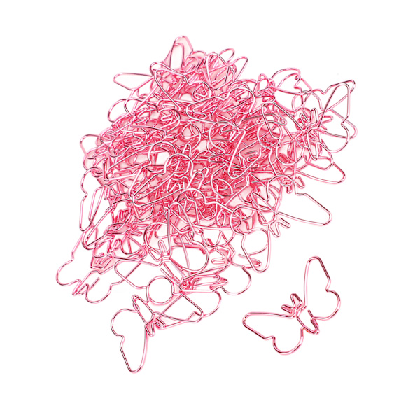 50 stk. Pink Butterflies Papirclips Tegneserie Farve Plating Innovative Søde Papirclips til Kontor Hjem Skole