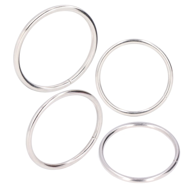50 st metallringar i järnmaterial, hållbara, robusta, multifunktionella, blanka, färgglada metall-O-ringar för väskor, kläder, 38 x 3 mm Silver