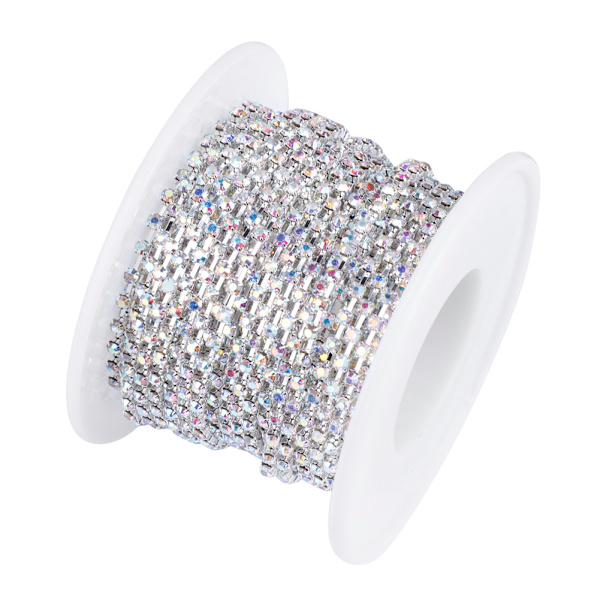 1 rulle kristallkedja för gör-det-själv-halsband, bröllopsdekoration, accessoarer (ss6 silver)
