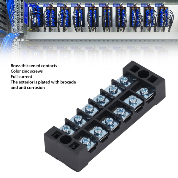 4stk Wire Barrier Block Terminal Strip Profesjonell høystrøm TB Fast skrueklemme Terminalblokker Strip 600V 25A 6 Bits (2506)