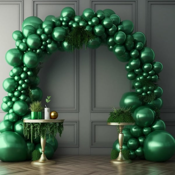 130 stk. metalliske grønne balloner i forskellige størrelser 18\" 12\" 10\" 5\" ballonbue guirlande sæt perfekt til fødselsdagsfest, dimission, babyshower, bryllup, Metallic Green