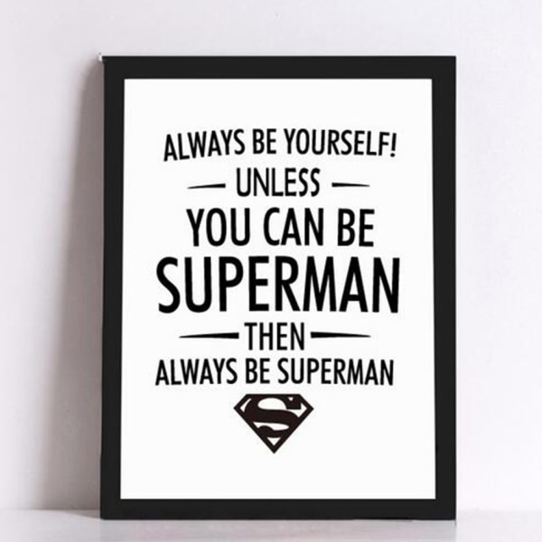 Sort og hvid Superman Wall Art Canvas Print Poster, Simple Fashion Sort og