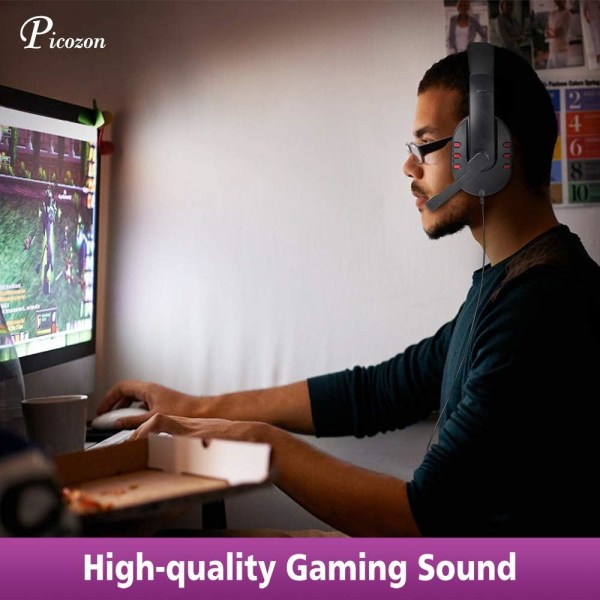 Gaming Headset Hörlurar med mikrofon för PS5, PS4, Nintendo Switch, Playstation 4, Playstation 5, Playstation Vita, Mac, Laptop, Tablet, Dator