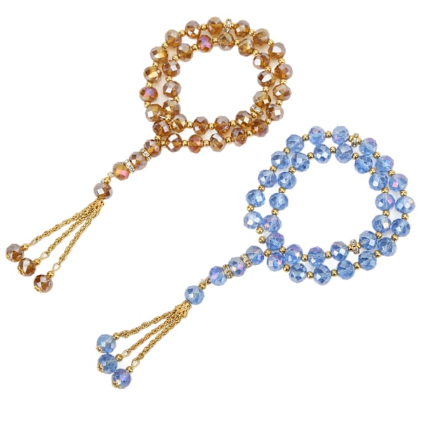 2 st bönepärlor Mini Blå Champagne Färg 33 Pärlor Muslimsk Tasbih med Sapcer Pärlor för Daglig Dekoration Present