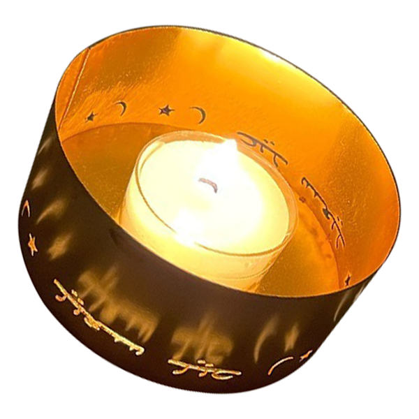 Tealight-ljusstake, elektropläterad metall, ihålig, dekorativ, liten ljusstake för meditation, semesterdekoration, typ 2