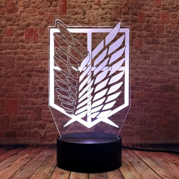 3D Illusjon Attack Titan Merch Nattlys LED Anime Lampe Ne