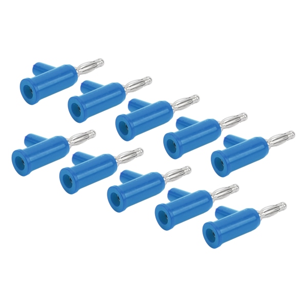 10 st lödfria bananpluggar ABS mässing lykta öppna skruvbanankontakter för växelriktare 4 mm Blue