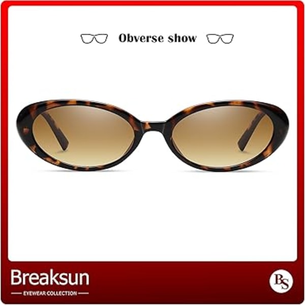 Retro soikeat aurinkolasit naisille miehille Muoti Pienet soikeat aurinkolasit 90-luvun vintage-sävyt Leopard/Brown Gradient