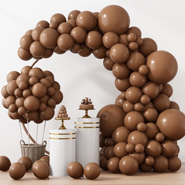 129 stk. brune balloner i forskellige størrelser 18 12 10 5 tommer til guirlandebue, premium brune latexballoner til fødselsdagsfest, dimission, bryllupsdag Brown