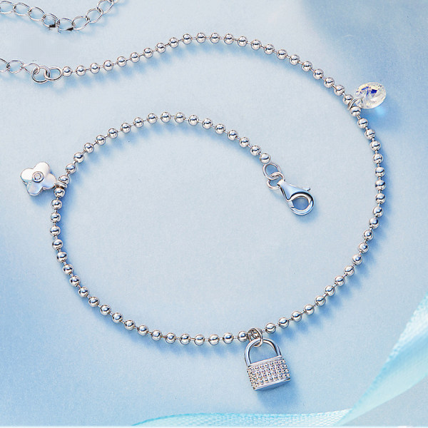 Lover Lock 925 Silver Bell Anklet Tillbehör Anklet Present