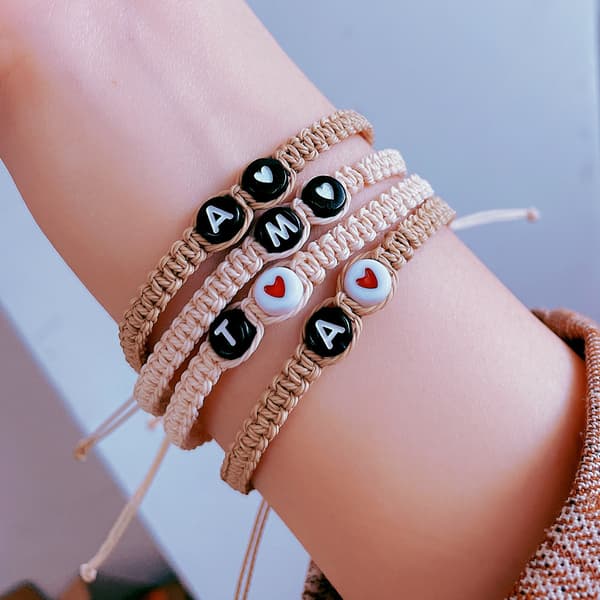Wekity Initial Armband Dam Tjej Flätat Rep