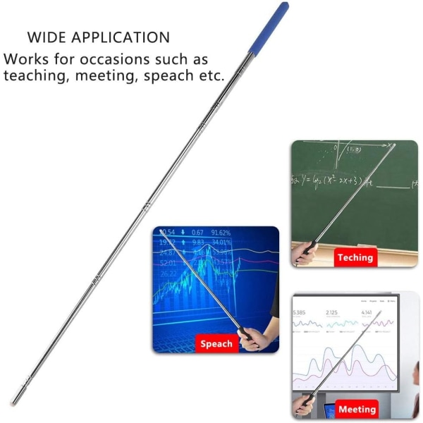 Teleskopisk pegepind med håndledsrem, 4 stk. lærerpegepind til klasseværelset, præsentationspinde til lærere, håndpegepind, udtrækkelig pegepind