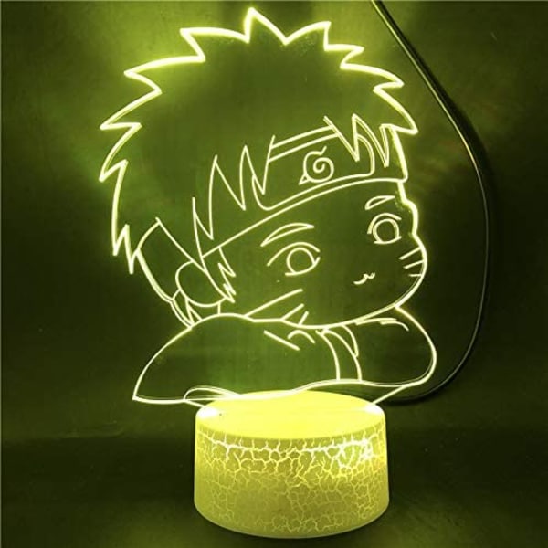 Naruto Kakashi Uchiha Sasuke 3D Illusions nattlampe Smart Touch, RGB-effekt USB-kabeldrevet Kreativ 3D Japansk Anime Lampe