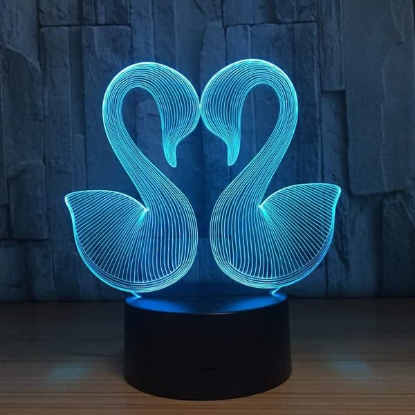 3D Illusjonslampe LED Svanenattlys Dyr Leker Kjærlighetspar