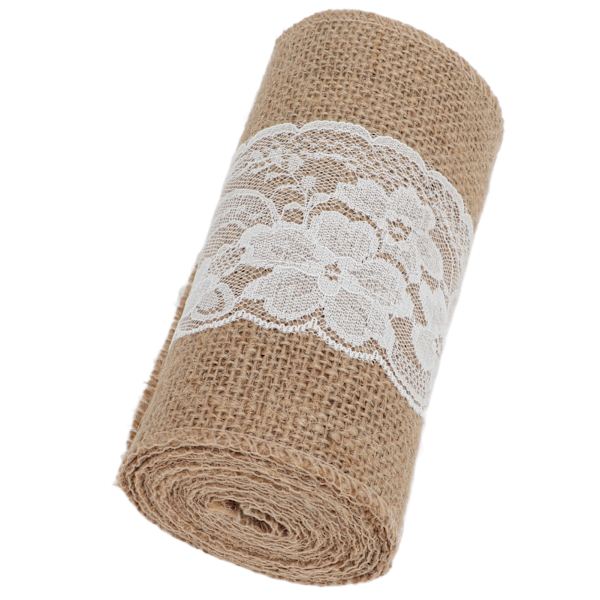 Jutesnöre 15x220cm Utsökt Vacker Jutevävsrulle för DIY Sömnad Broderi Festdekorationer