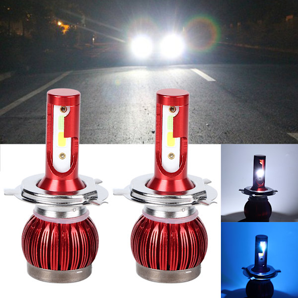2 kpl FS35 H4 6000K/8000K 36W Auton COB LED-ajovalot 8000LM Sumuvalot