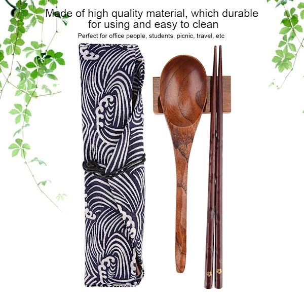 Träsked Träpinnar Bestick Set Bärbar Utomhus Resebestick (#03)