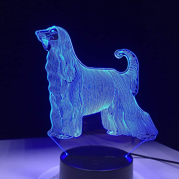 Afghan Hound Vackraste Hund 3D LED-lampa 7 Färger USB Tou