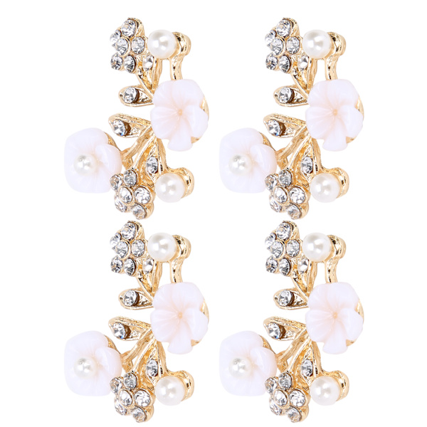 4 stk hule krystall blomstform spenne klær vesker sko spenne dekorasjon tilbehør 3,5x2,2 cm NR.2 perle blomst grenform spenne