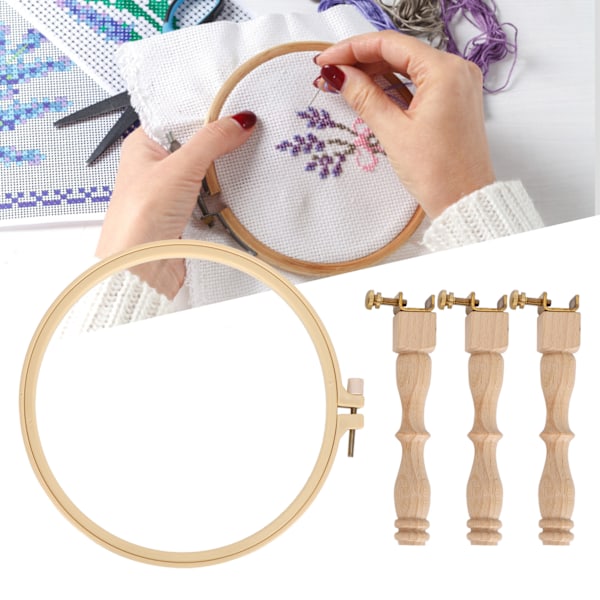 Broderiramme Rund Trebærbar Skrivebord Solid Tre DIY Korssting Tilbehør