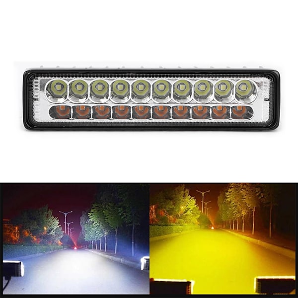 Universal 60W Køretøj Båd 20 LED Arbejdslys Hvid og Gul Lys Spotlight Kørelys