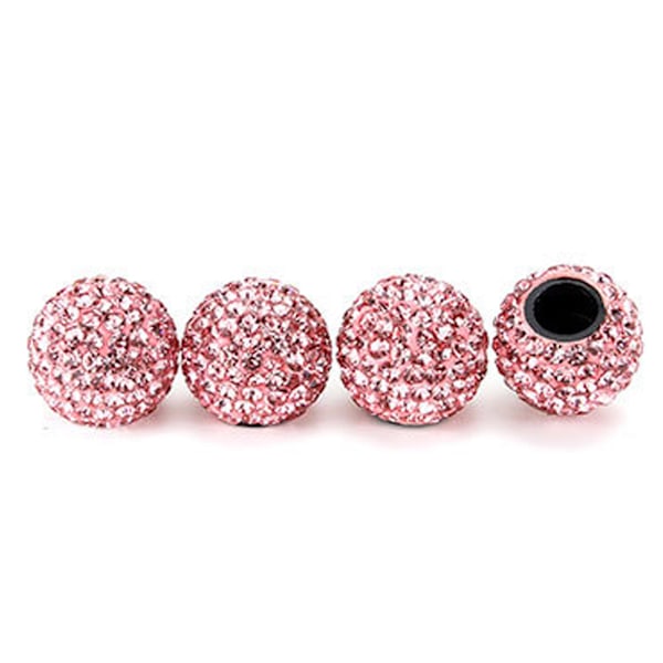 4 st/paket Universal Bilhjul Däckventillock Glänsande Dammskyddande Lock Set (Rosa)