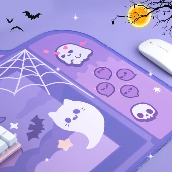 Halloween Devil Ghost Gaming Musematte, Stor Vanntett Skrivebordsmatte med Sklisikker Gummibase for Kontor og Gaming