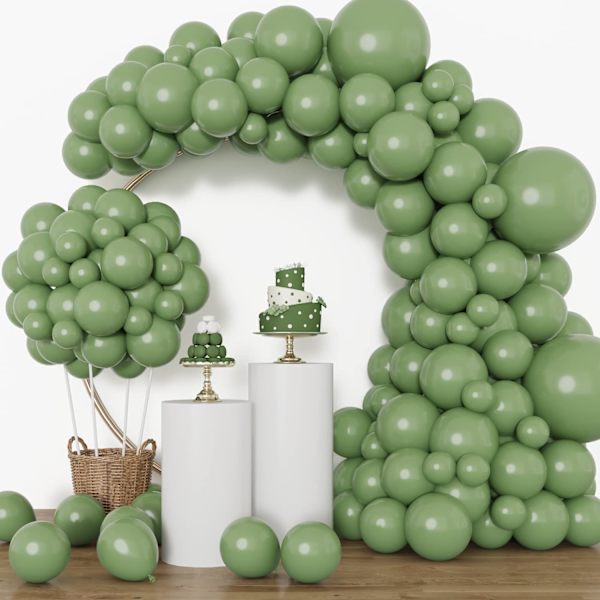 129 stk. salviegrønne balloner Latex balloner i forskellige størrelser 18 12 10 5 tommer olivengrøn festballon sæt til fødselsdagsfest dimission baby shower bryllup Sage Green