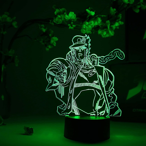 Jotaro Kujo Otaku Lampe – JoJo's Bizarre Adventure – Anime Lampe Figur Nattlys, 16 Farger RGB LED – Fjernkontroll
