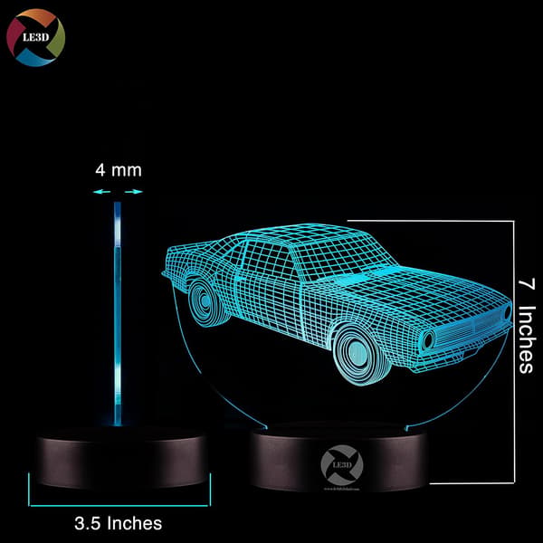 3D Optisk Illusions Natlampe - 7 LED Farveskiftende Lampe