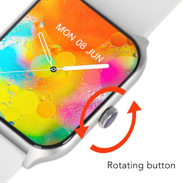 Smartwatch med iltmåling, opkaldsskærm, IP68 vandtæt touchskærm smartwatch med skridttæller White